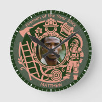 Custom Fireman Year Award Photo Clock