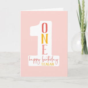 Custom First Birthday Folded Greeting Card