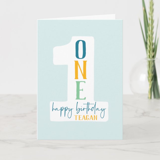 Custom First Birthday Folded Greeting Card (Front)