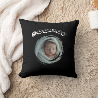Custom First Birthday Photo Design with Baby Name Cushion