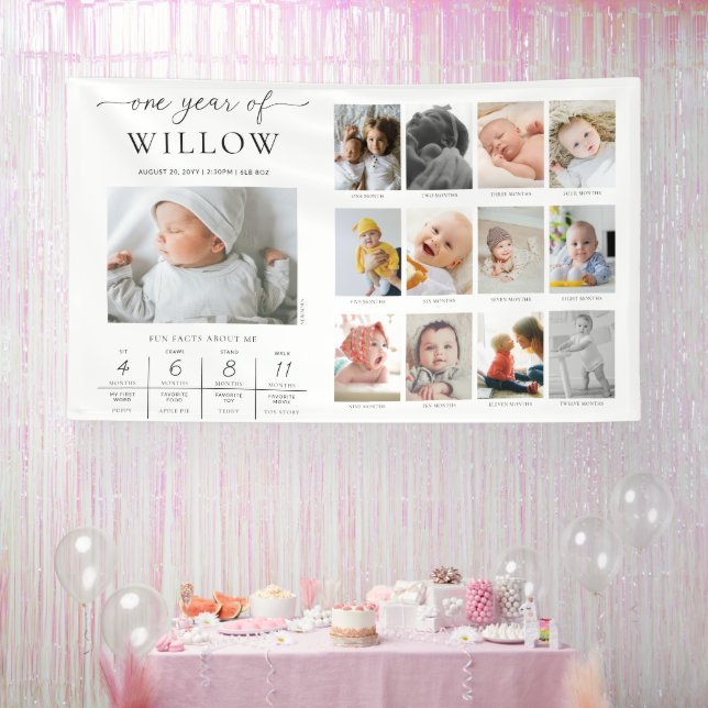 Custom First Birthday Photo Milestone Timeline Banner (Party)