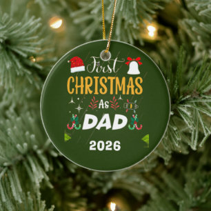 Custom first christmas as a dad ceramic tree decoration