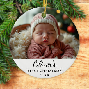 Custom First Christmas Baby Photo Ornament