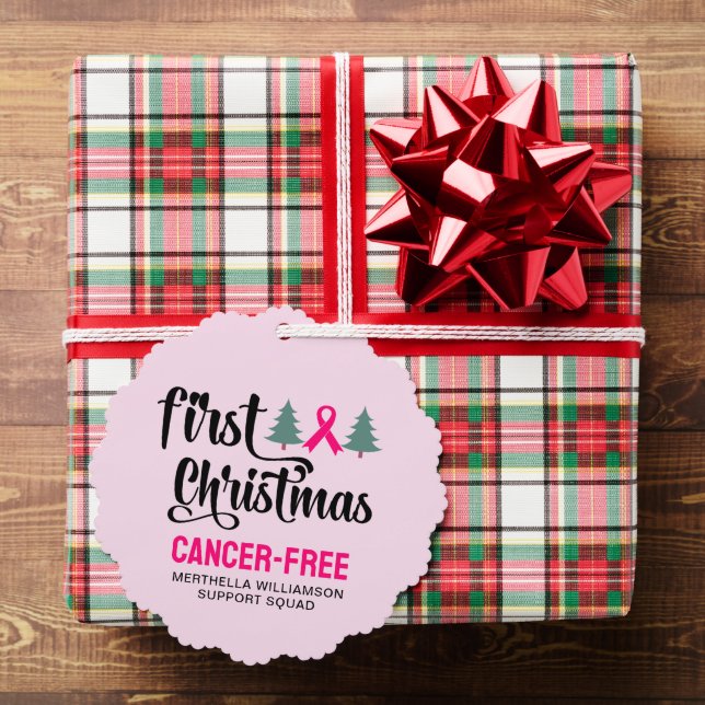 Custom FIRST CHRISTMAS Breast Cancer Free  Tree Decoration Card (Insitu (Gift))