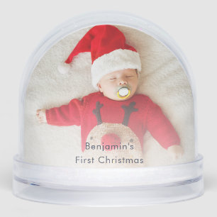 Custom First Christmas Dad and Baby Photos Snowglobe