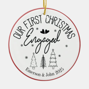 Custom First Christmas Engaged Ceramic Tree Decoration