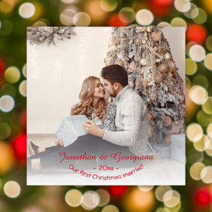 Custom first Christmas married 2024 photo Holiday Card