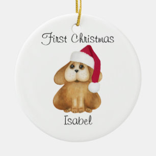 Custom First Christmas Puppy Ornament