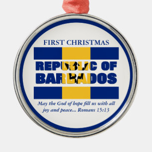 Custom First Christmas Republic of Barbados  Metal Tree Decoration