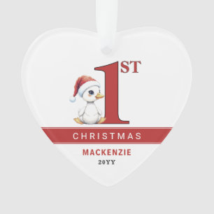 Custom First Christmas Watercolor Baby Goose Duck Ornament