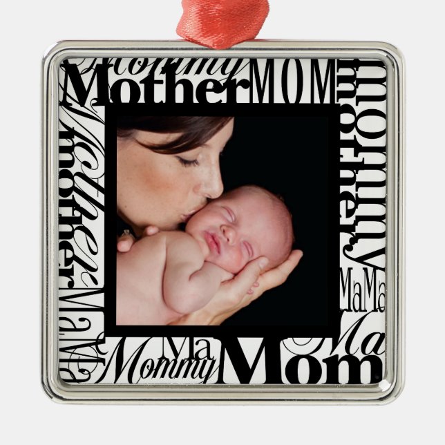 Custom First Christmas Word Collage Photo Ornament (Front)