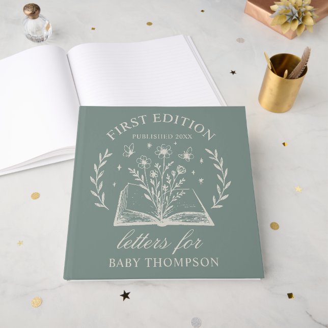 Custom First Edition Book Baby Shower Guest Book (Front Open)