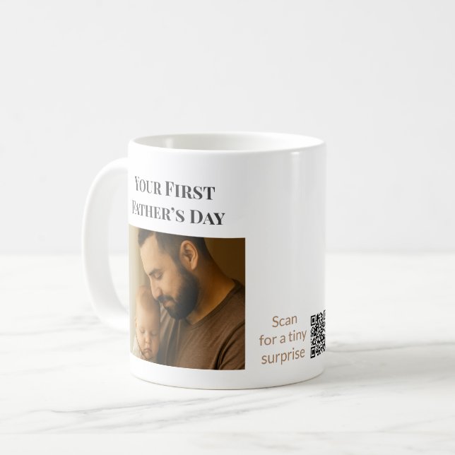 Custom First Father’s Day Mug with Custom QR Code (Front Left)