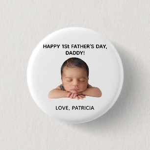 Custom First Father’s Day Photo Gift from Baby 3 Cm Round Badge
