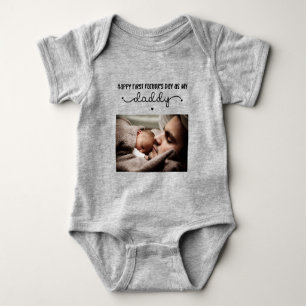Custom First Father's Day Cute Minimalist Photo Baby Bodysuit