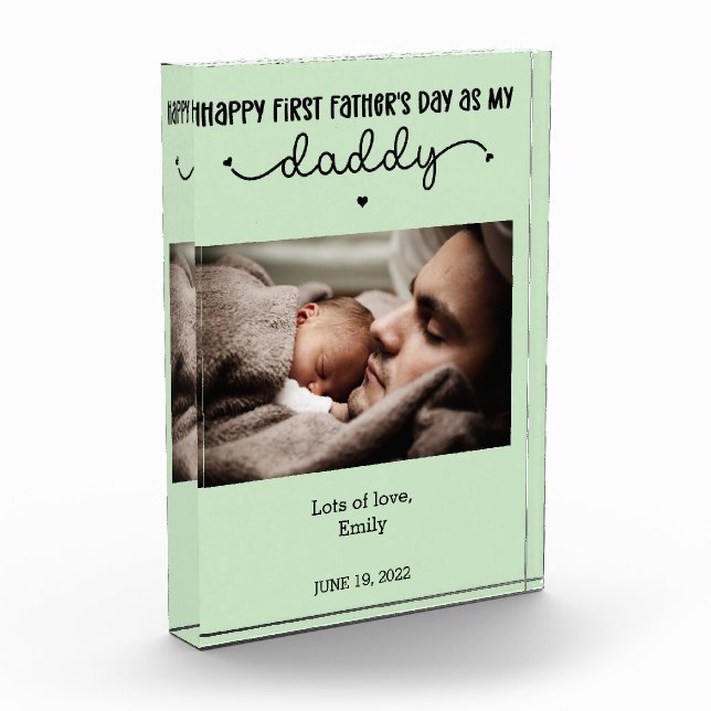 Custom First Father's Day Cute Minimalist Photo Block (Left)