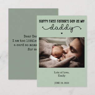 Custom First Father's Day Cute Minimalist Photo Card