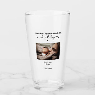 Custom First Father's Day Cute Minimalist Photo Glass