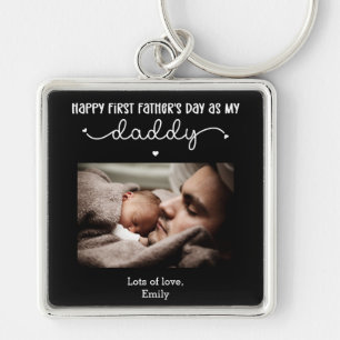 Custom First Father's Day Cute Minimalist Photo Key Ring