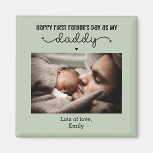 Custom First Father's Day Cute Minimalist Photo Magnet