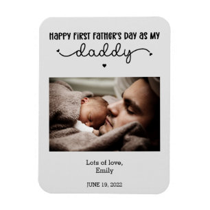 Custom First Father's Day Cute Minimalist Photo Magnet