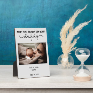 Custom First Father's Day Cute Minimalist Photo Plaque