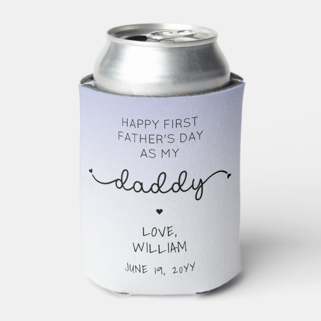 Custom First Father's Day New Daddy Keepsake Gift Can Cooler (Can Front)