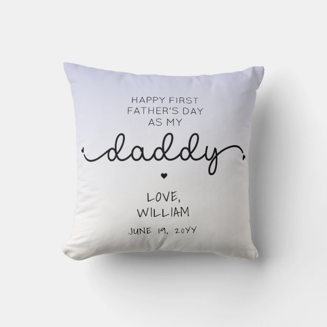 Custom First Father's Day New Daddy Keepsake Gift Cushion (Front)