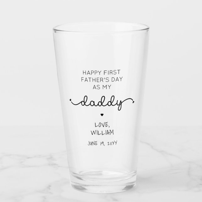 Custom First Father's Day New Daddy Keepsake Gift Glass (Front)