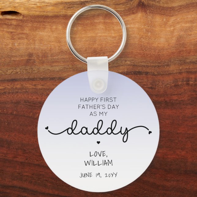 Custom First Father's Day New Daddy Keepsake Gift Key Ring (Front)