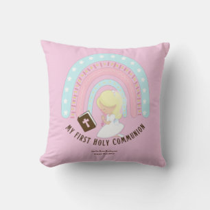 Custom First Holy Communion Cute Blonde Hair Girl Cushion