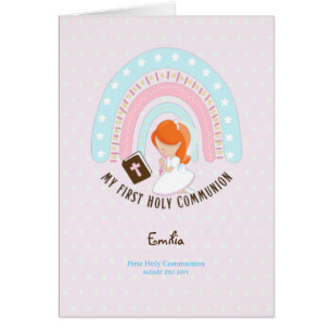 Custom First Holy Communion Cute Red Hair Girl