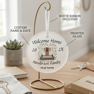 Custom First Home Glass Ornament, New Homeowner Tree Decoration