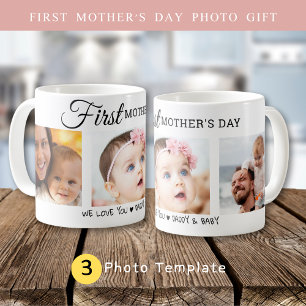 Custom First Mother’s Day 3 Photo Collage New Mum  Coffee Mug
