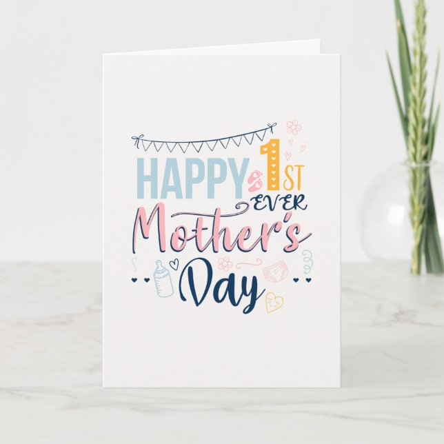 Custom First Mothers Day 1st Time Mum Card (Front)