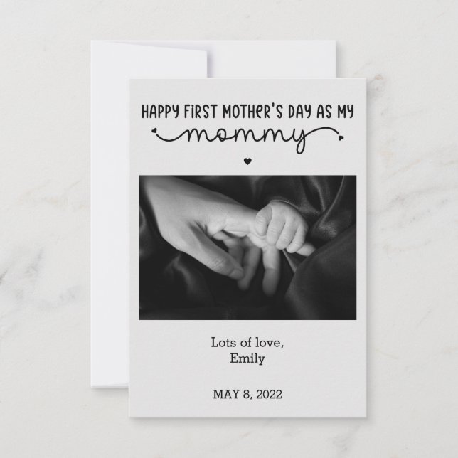Custom First Mother's Day Cute Minimalist Card (Front)