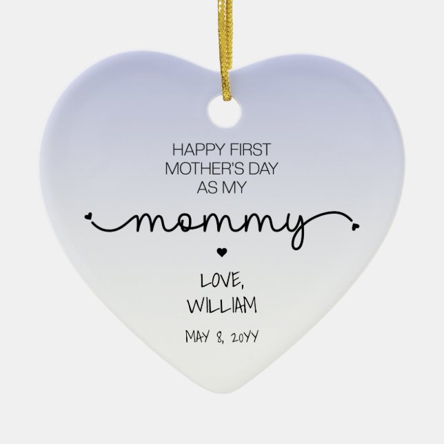 Custom First Mother's Day New Mummy Keepsake Gifts Ceramic Tree Decoration (Front)
