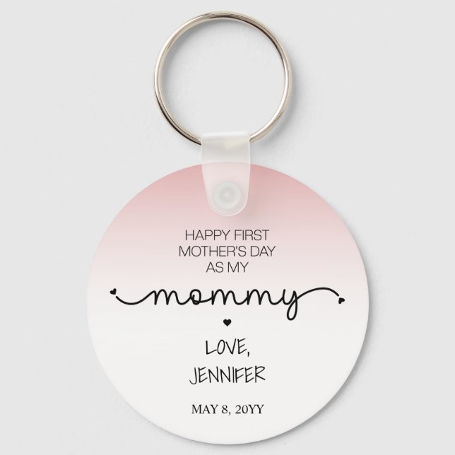 Custom First Mother's Day New Mummy Keepsake Gifts Key Ring (Front)