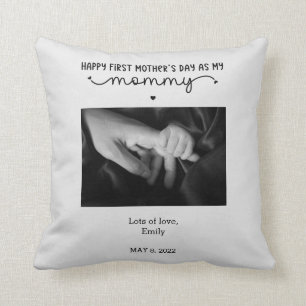 Custom First Mother's Day Photo Cute Minimalist Cushion