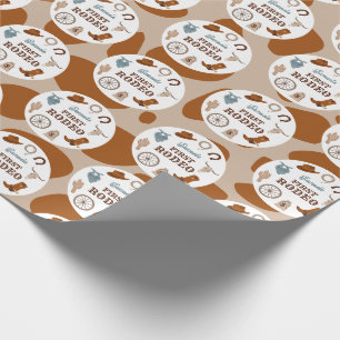 Custom First Rodeo Western Brown Boy 1st Birthday Wrapping Paper