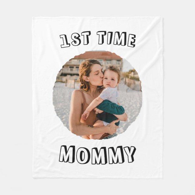 Custom First time 1st Mum Mummy Mother's card Fleece Blanket (Front)