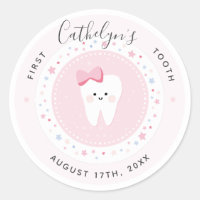 Custom First Tooth Baby Girl Milestone Sticker