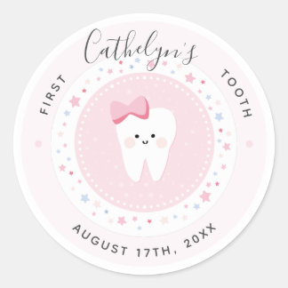 Custom First Tooth Baby Girl Milestone Sticker