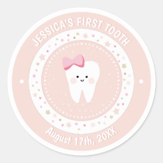 Custom First Tooth Baby Girl Milestone Sticker