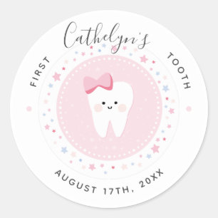 Custom First Tooth Baby Girl Milestone Sticker