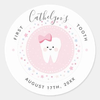 Custom First Tooth Baby Girl Milestone Sticker