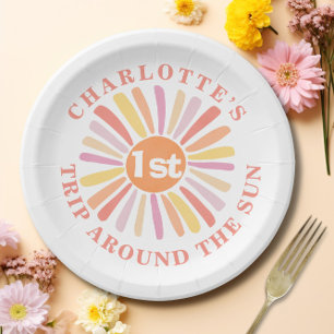 Custom First Trip Around  Sun 1st Birthday Party Paper Plate