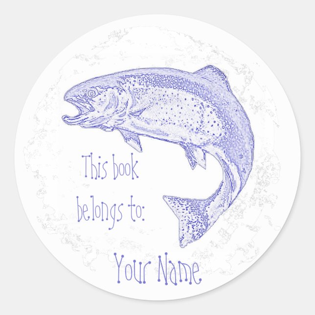 Custom Fish- Book Plate Classic Round Sticker (Front)