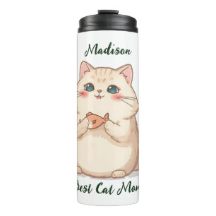 Custom Fish cat Mum Gift Personalised name Thermal Tumbler
