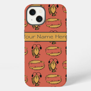 Custom Fish Crocodile Egyptian Tribal Red Yellow iPhone 13 Case